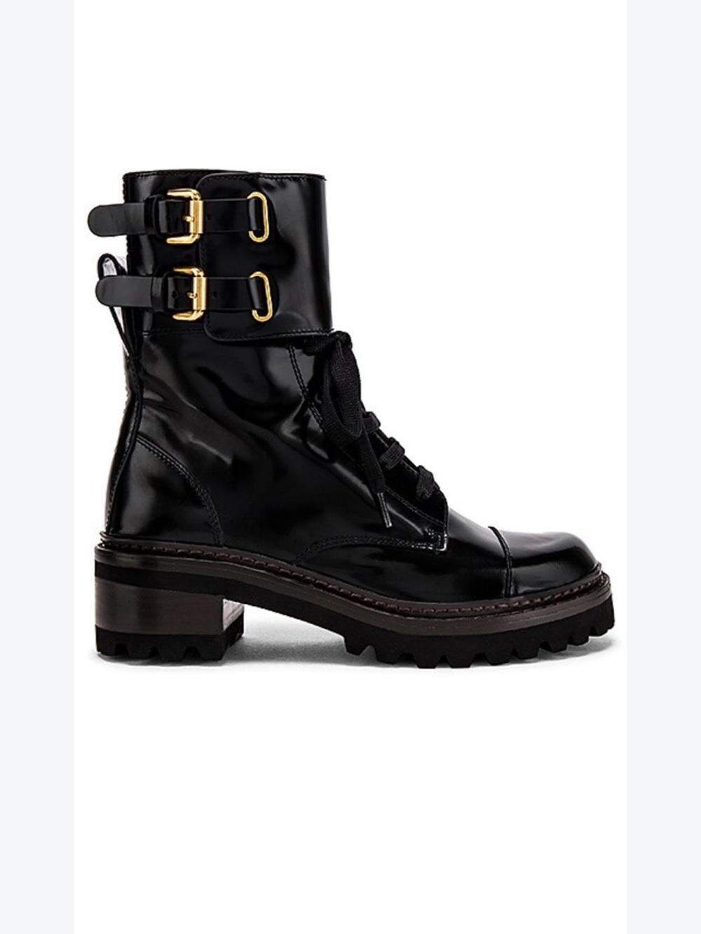 SEE BY CHLOE Mallory Biker Ankle Boot in Black, size 37.5